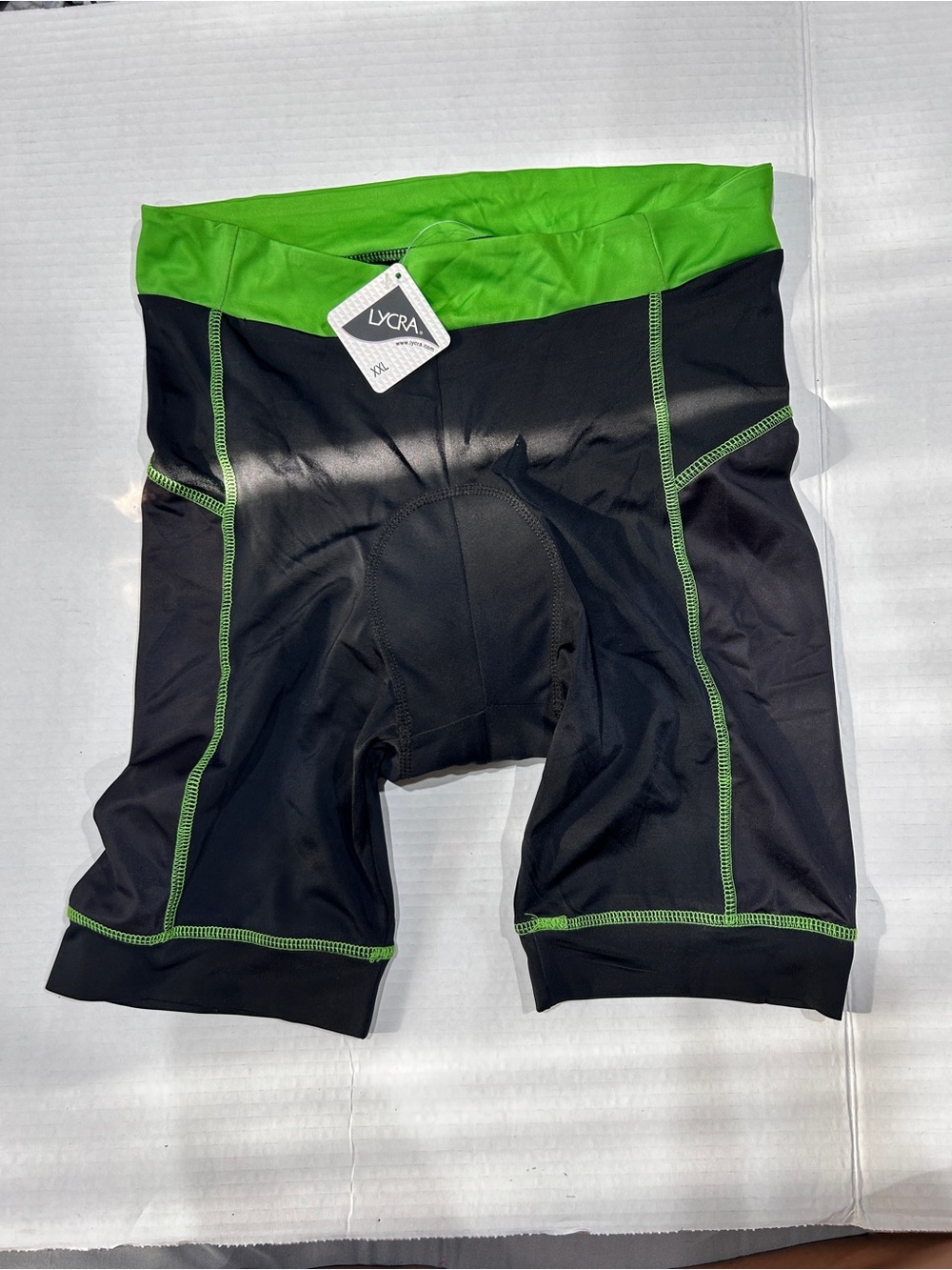 Men’s Black padded cycling Shorts with Green Trim